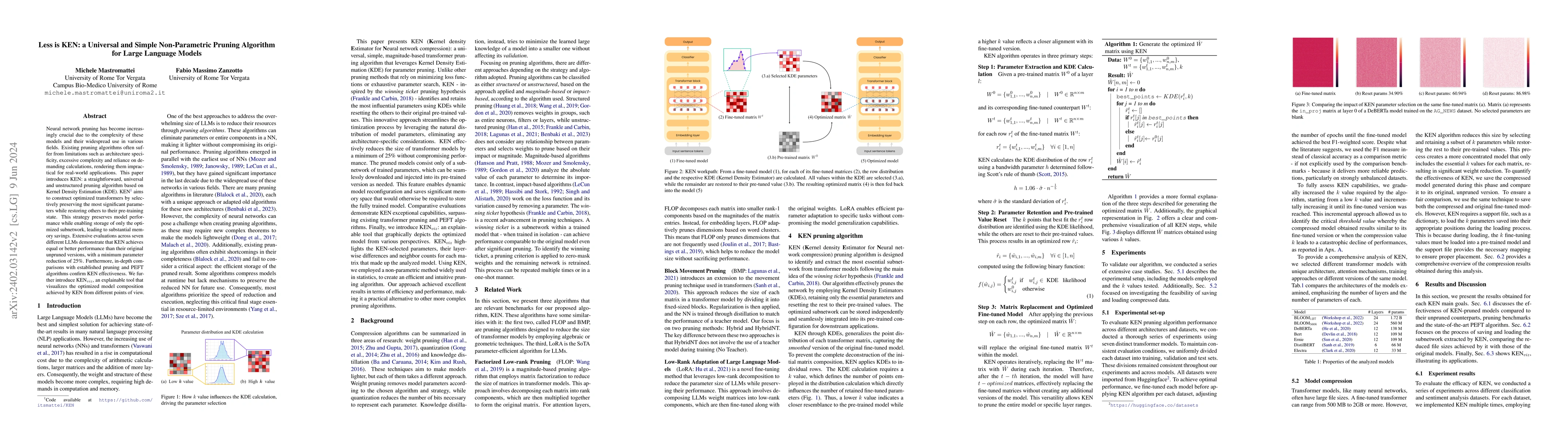 Thumbnail for Less is KEN: a Universal and Simple Non-Parametric Pruning Algorithm for
  Large Language Models