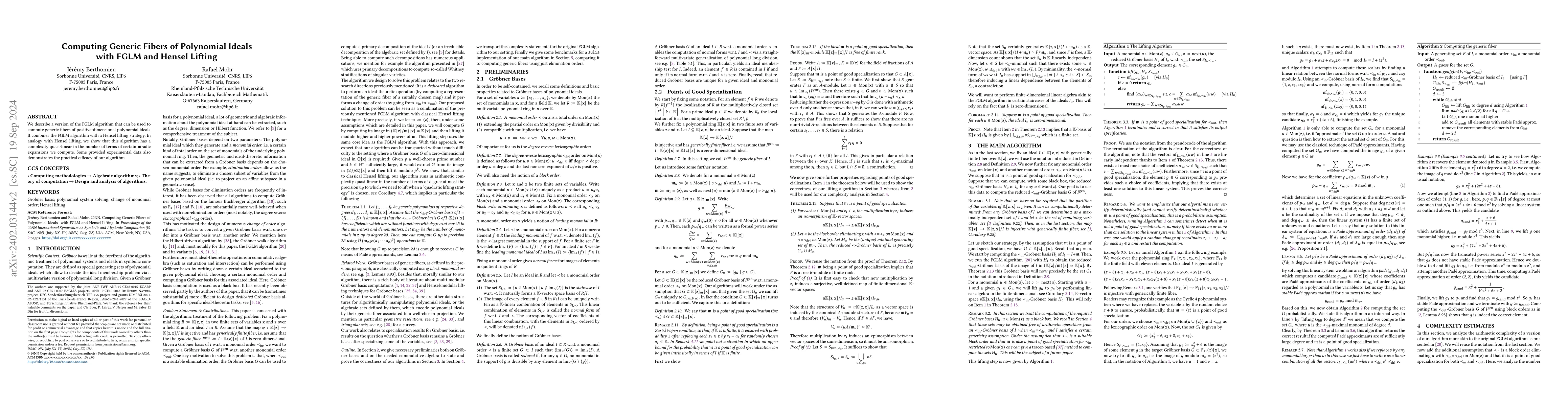 Thumbnail for Computing Generic Fibres of Polynomial Ideals with FGLM and Hensel
  Lifting