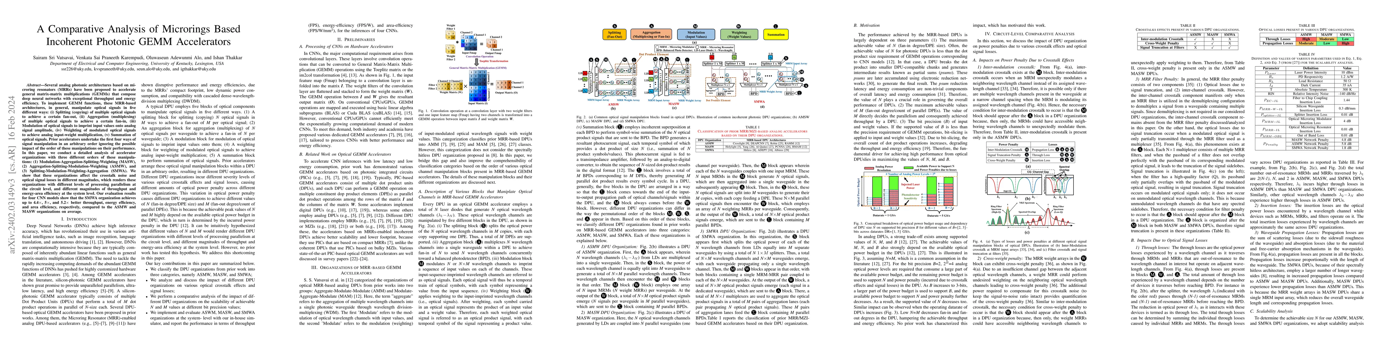 Thumbnail for A Comparative Analysis of Microrings Based Incoherent Photonic GEMM
  Accelerators