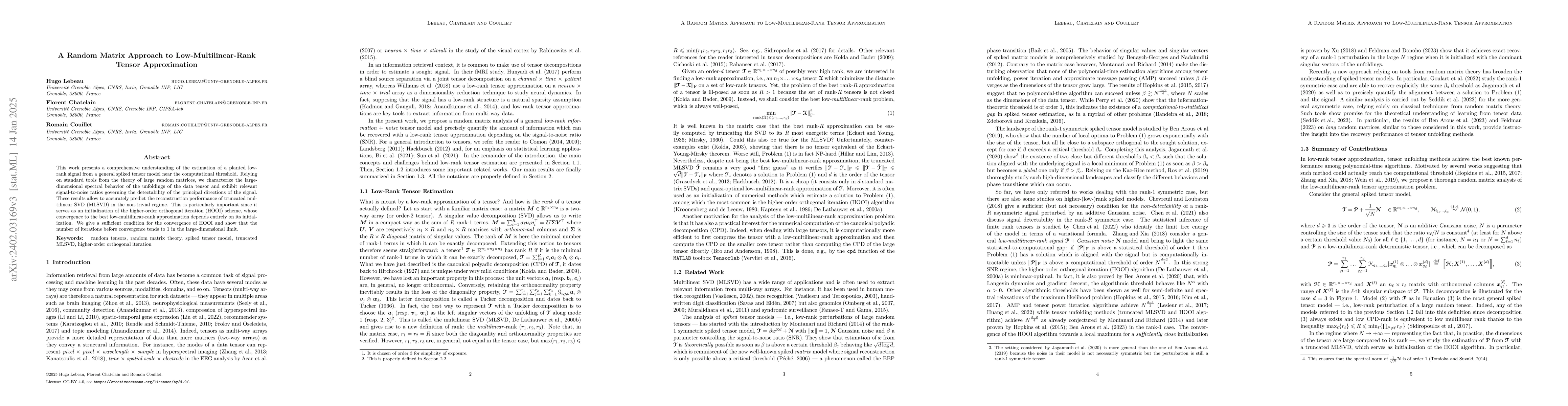 Thumbnail for A Random Matrix Approach to Low-Multilinear-Rank Tensor Approximation