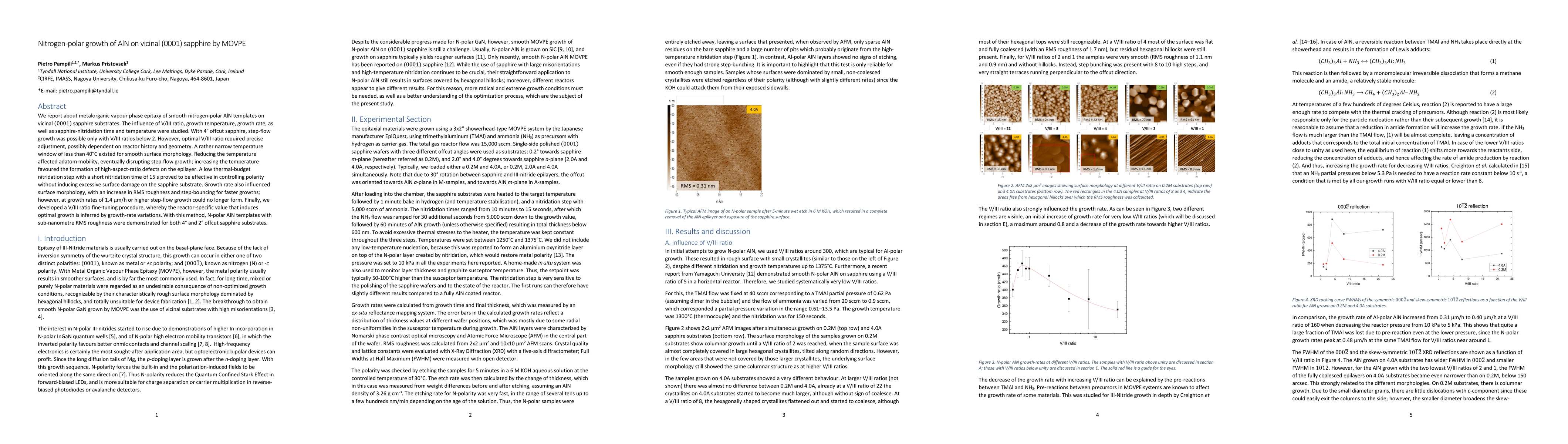 Thumbnail for Nitrogen-polar growth of AlN on vicinal (0001) sapphire by MOVPE
