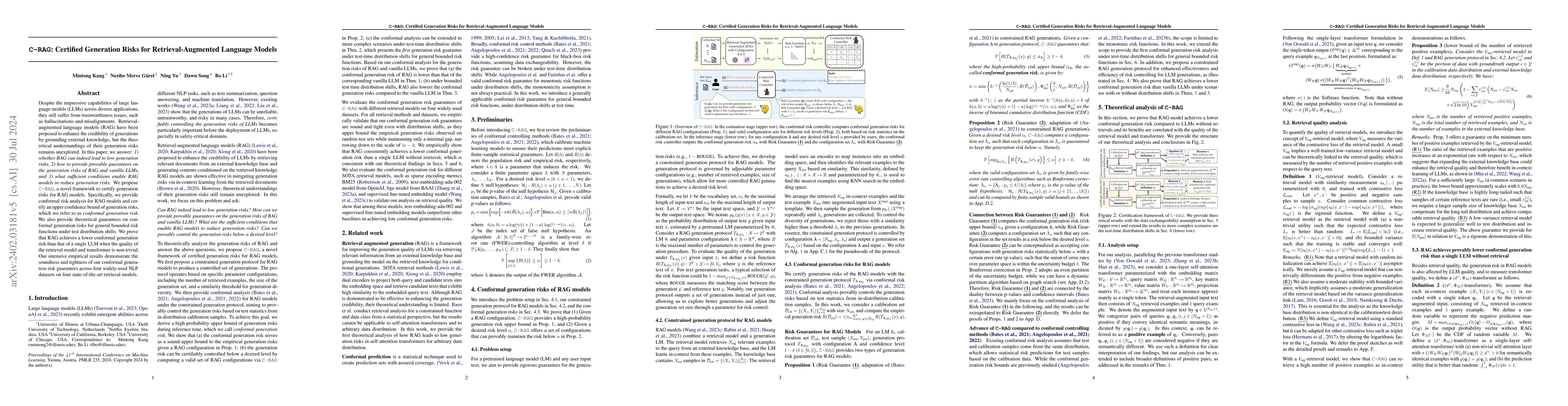 Thumbnail for C-RAG: Certified Generation Risks for Retrieval-Augmented Language
  Models