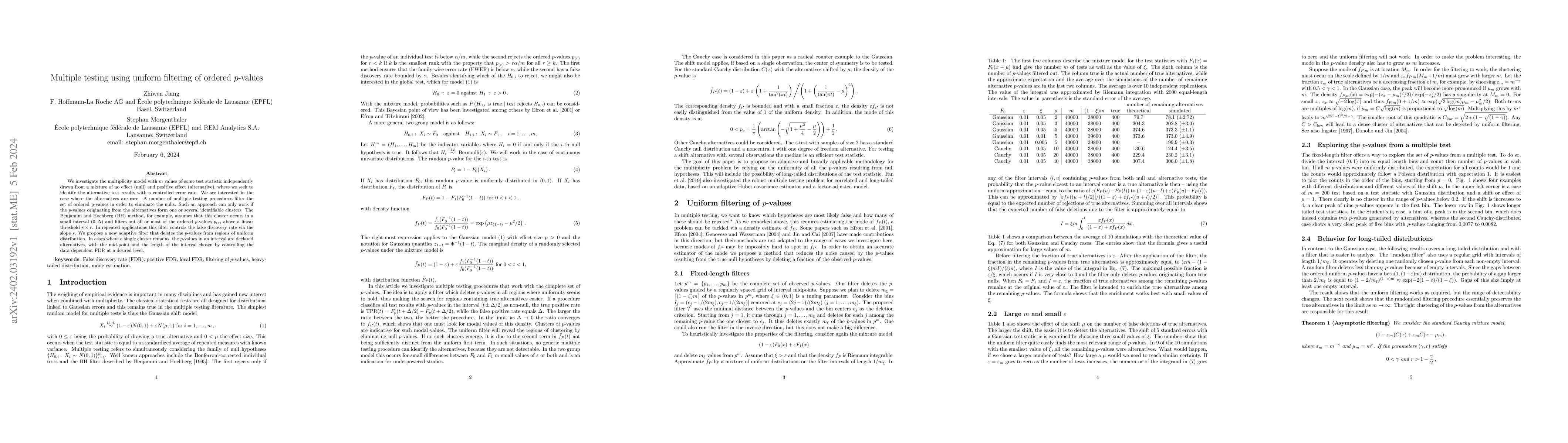 Thumbnail for Multiple testing using uniform filtering of ordered p-values
