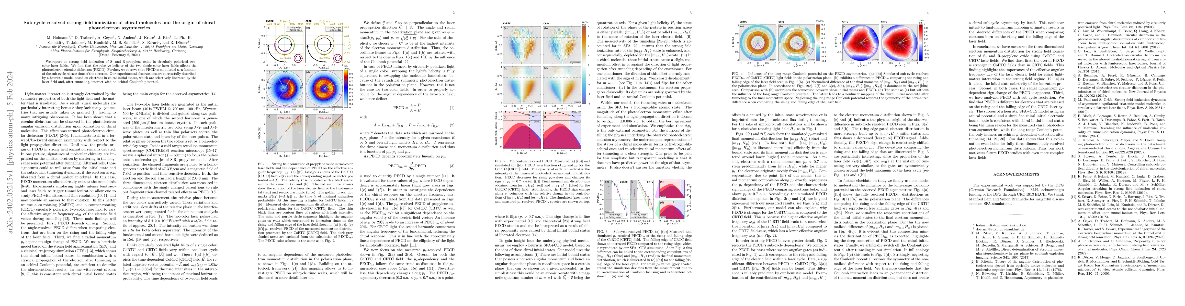 Thumbnail for Sub-cycle resolved strong field ionization of chiral molecules and the
  origin of chiral photoelectron asymmetries