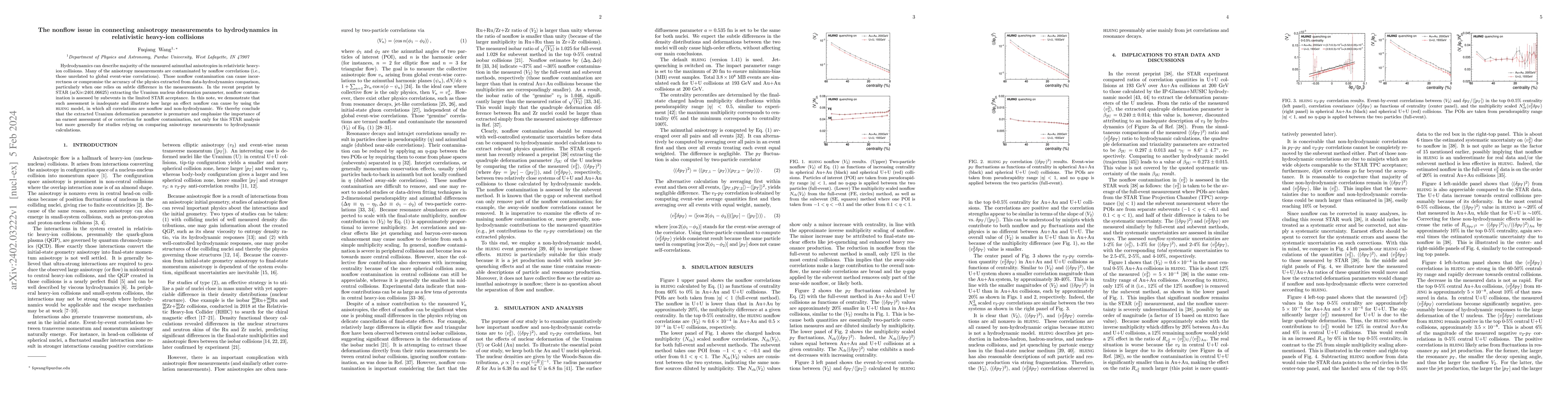 Thumbnail for The nonflow issue in connecting anisotropy measurements to hydrodynamics
  in relativistic heavy-ion collisions