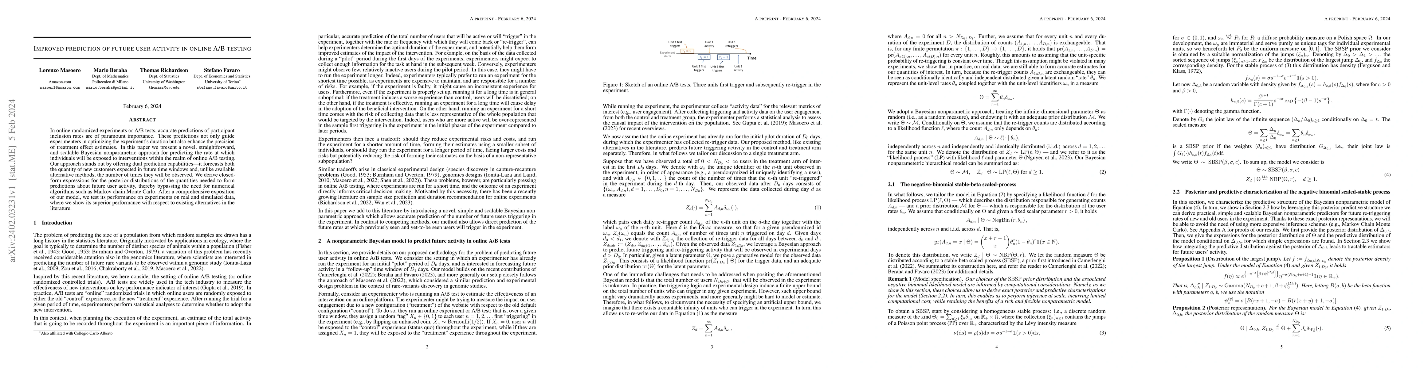 Thumbnail for Improved prediction of future user activity in online A/B testing