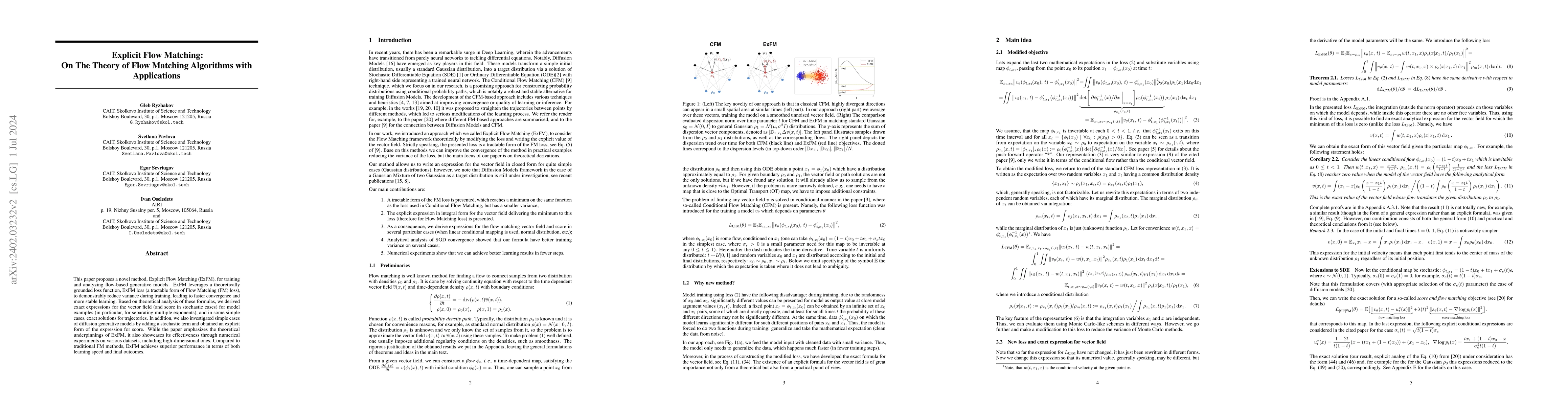 Thumbnail for Explicit Flow Matching: On The Theory of Flow Matching Algorithms with
  Applications