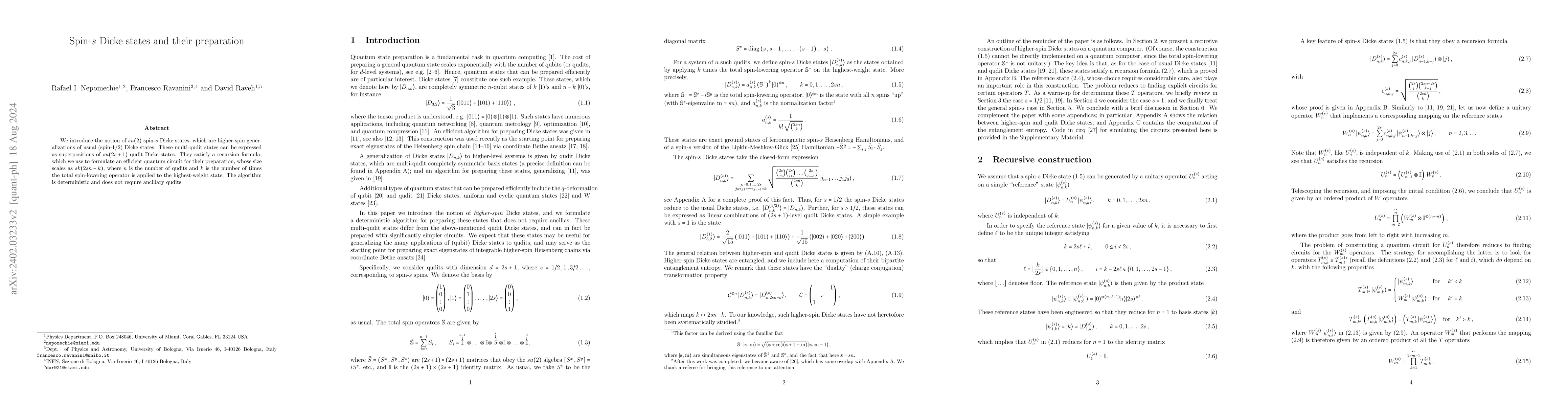 Thumbnail for Spin-s Dicke states and their preparation