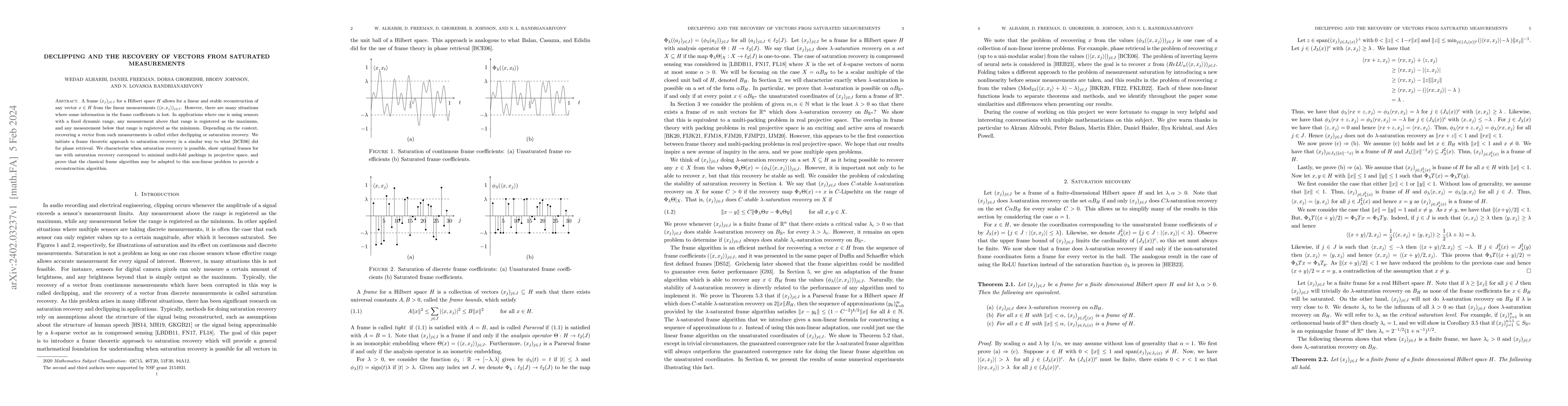 Thumbnail for Declipping and the recovery of vectors from saturated measurements