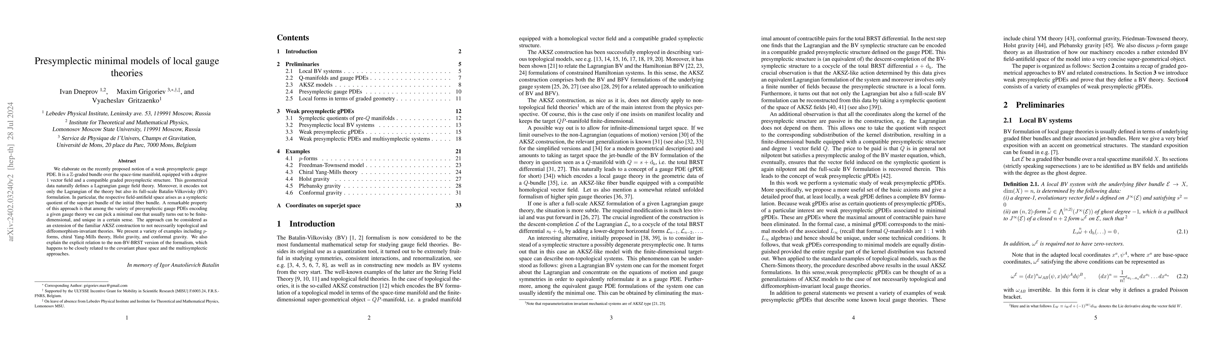 Thumbnail for Presymplectic minimal models of local gauge theories