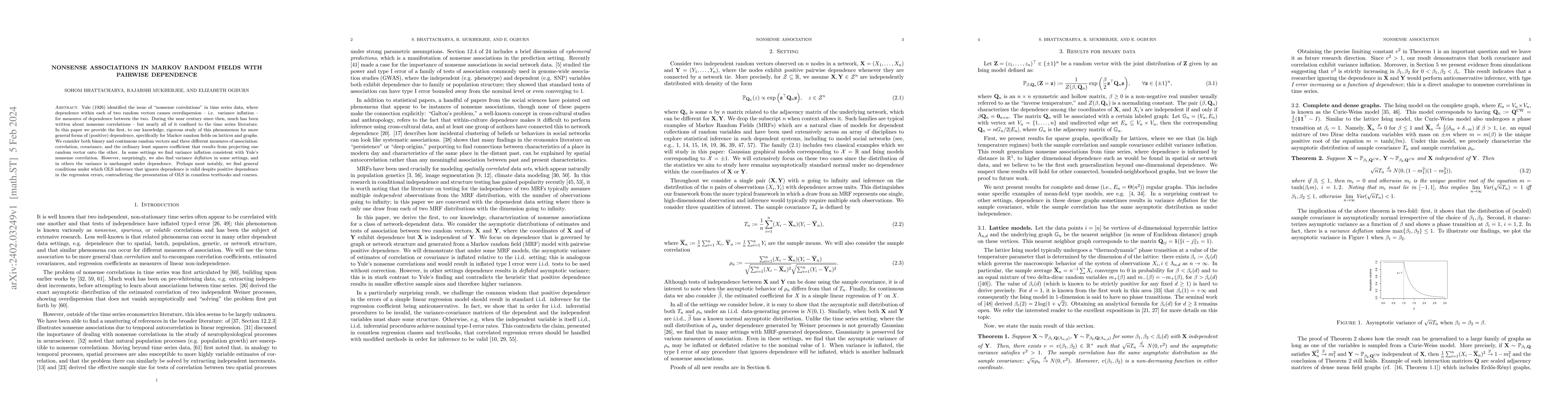 Thumbnail for Nonsense associations in Markov random fields with pairwise dependence