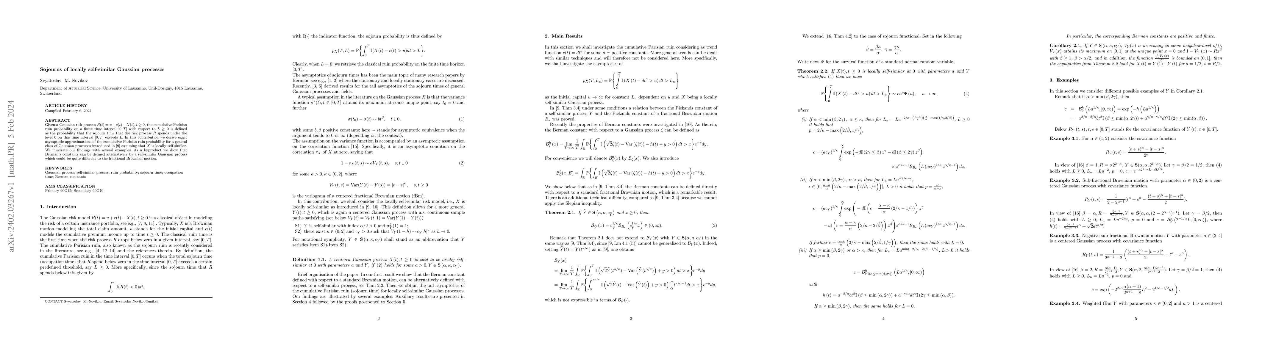 Thumbnail for Sojourns of locally self-similar Gaussian processes