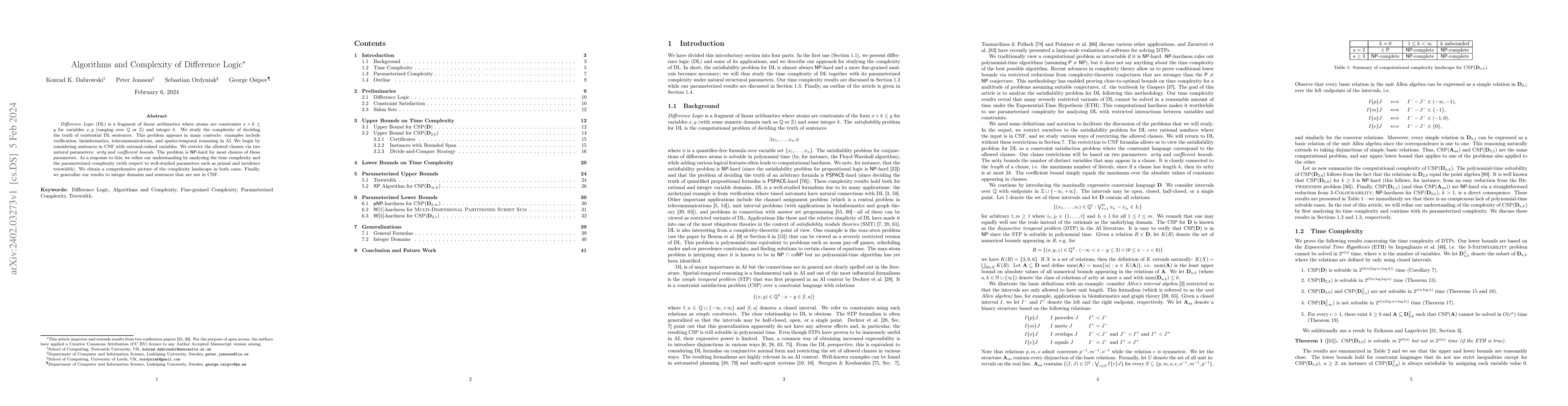Thumbnail for Algorithms and Complexity of Difference Logic