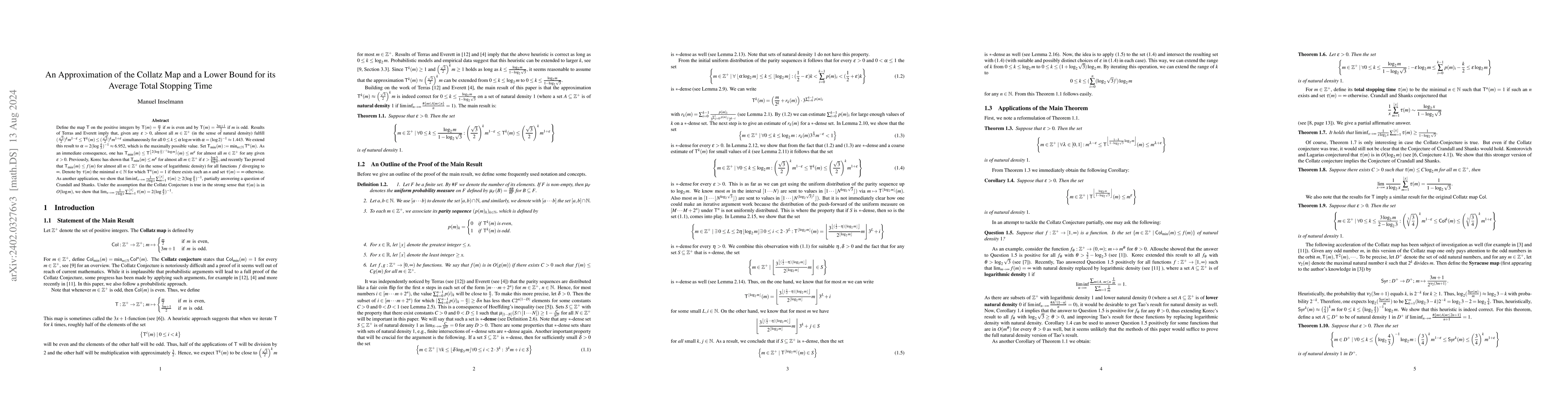 Thumbnail for An approximation of the Collatz map and a lower bound for the average
  total stopping time