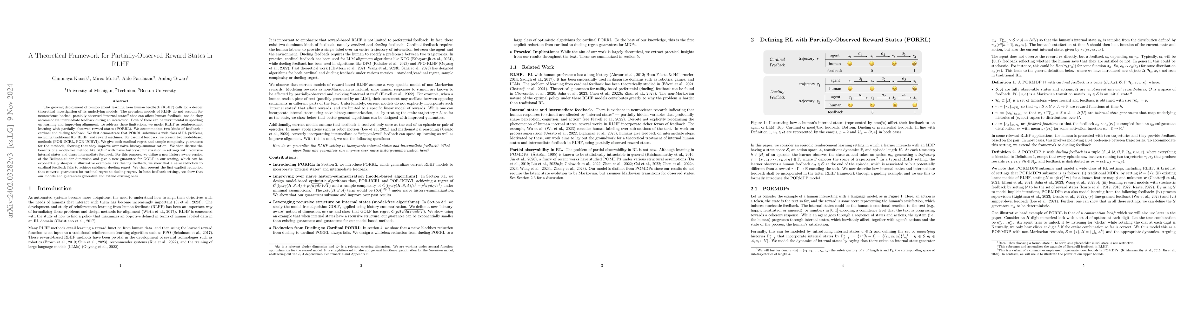Thumbnail for A Theoretical Framework for Partially Observed Reward-States in RLHF