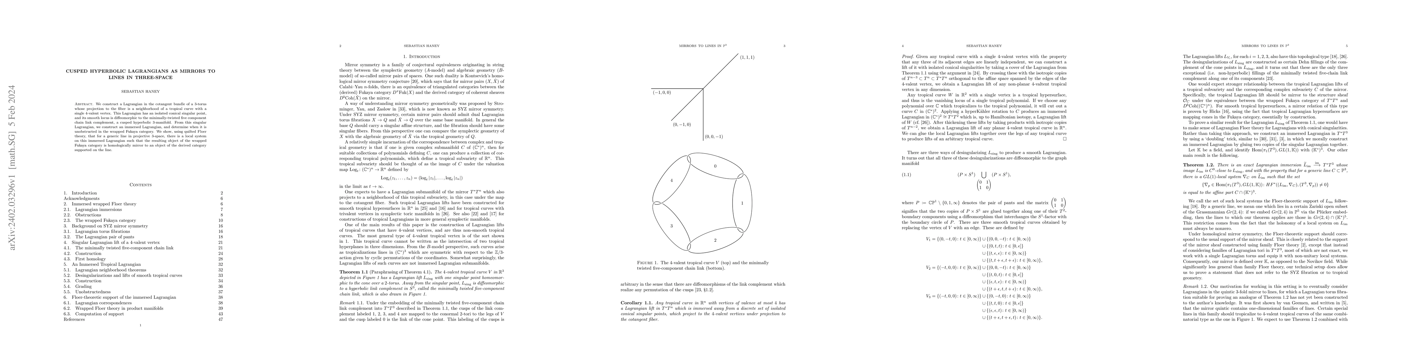 Thumbnail for Cusped hyperbolic Lagrangians as mirrors to lines in three-space