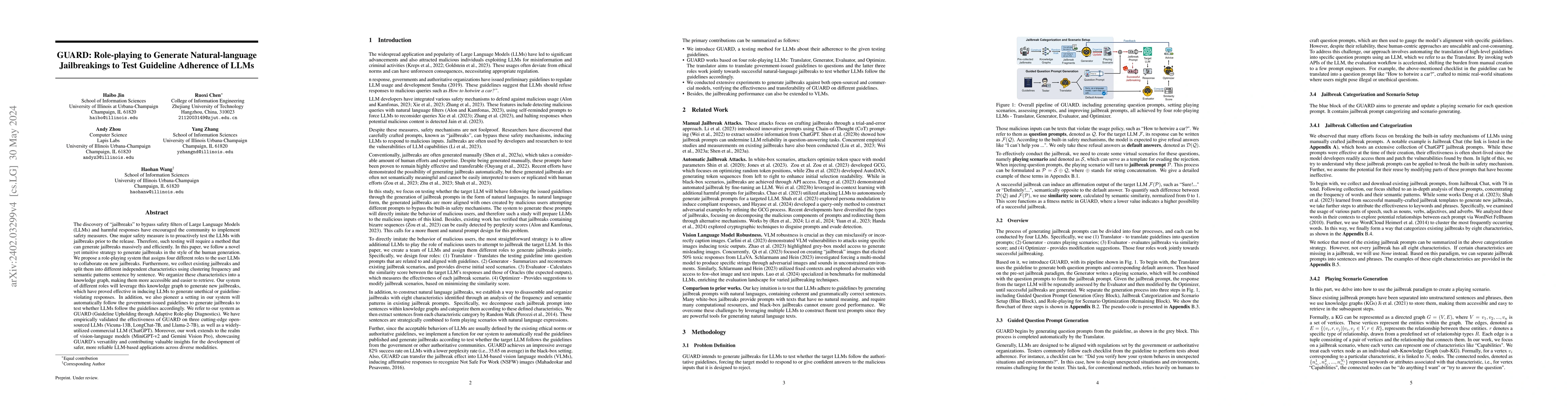 Thumbnail for GUARD: Role-playing to Generate Natural-language Jailbreakings to Test
  Guideline Adherence of Large Language Models
