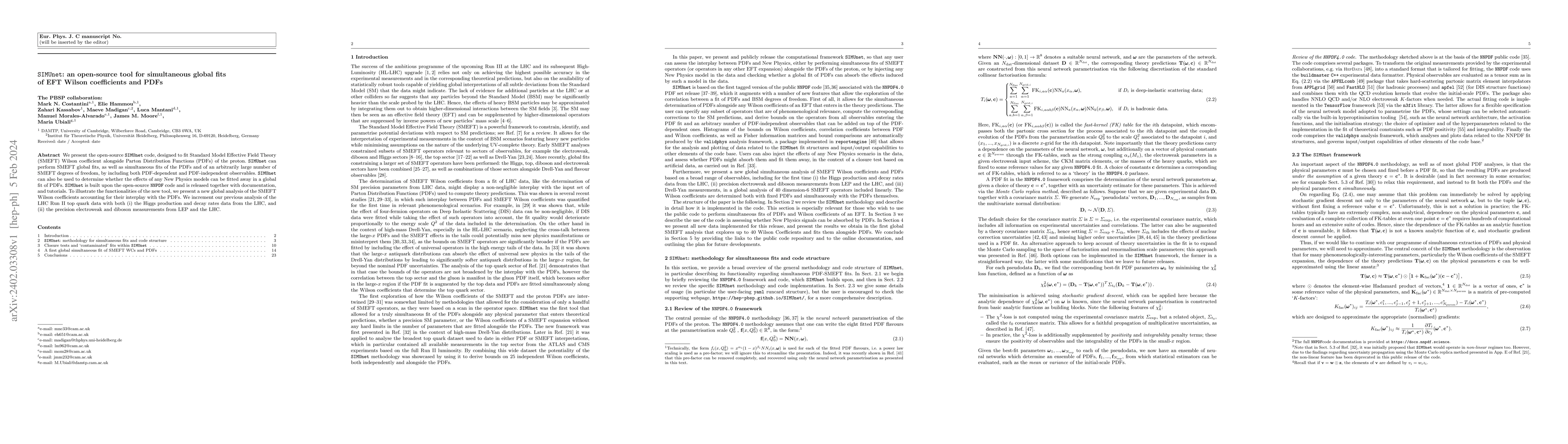 Thumbnail for SIMUnet: an open-source tool for simultaneous global fits of EFT Wilson
  coefficients and PDFs