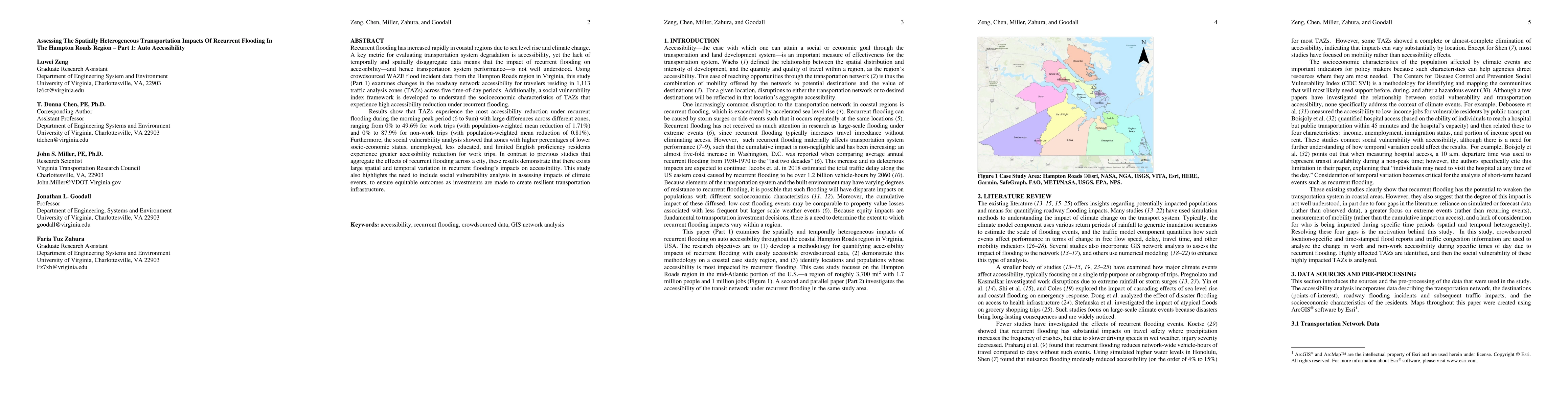 Thumbnail for Assessing The Spatially Heterogeneous Transportation Impacts of
  Recurrent Flooding in The Hampton Roads Region: Part 1 Auto Accessibility