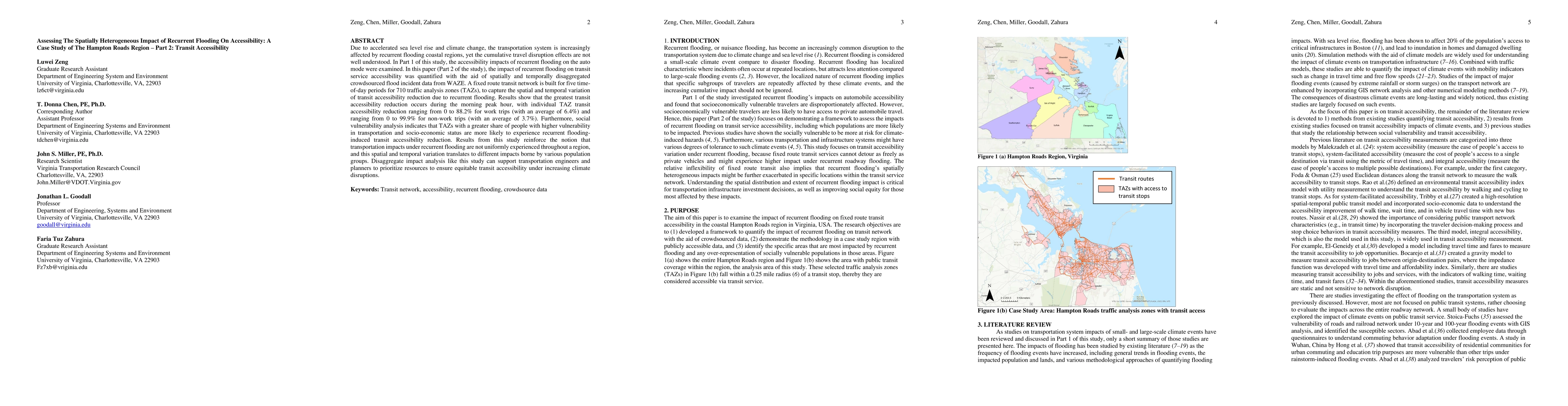 Thumbnail for Assessing The Spatially Heterogeneous Impact of Recurrent Flooding On
  Accessibility: A Case Study of The Hampton Roads Region:Part 2 Transit
  Accessibility