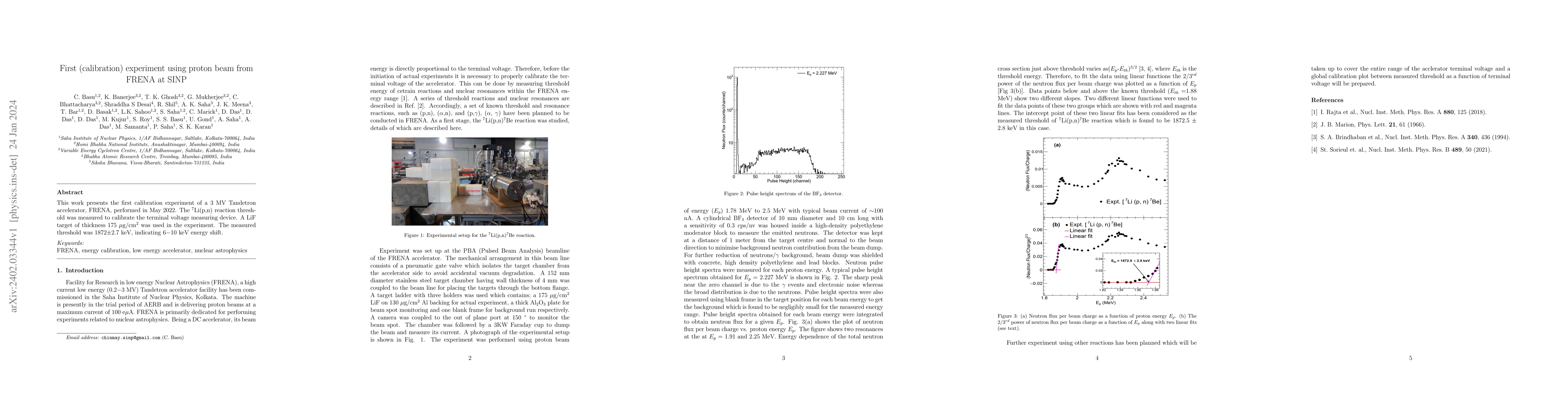 Thumbnail for First (calibration) experiment using proton beam from FRENA at SINP