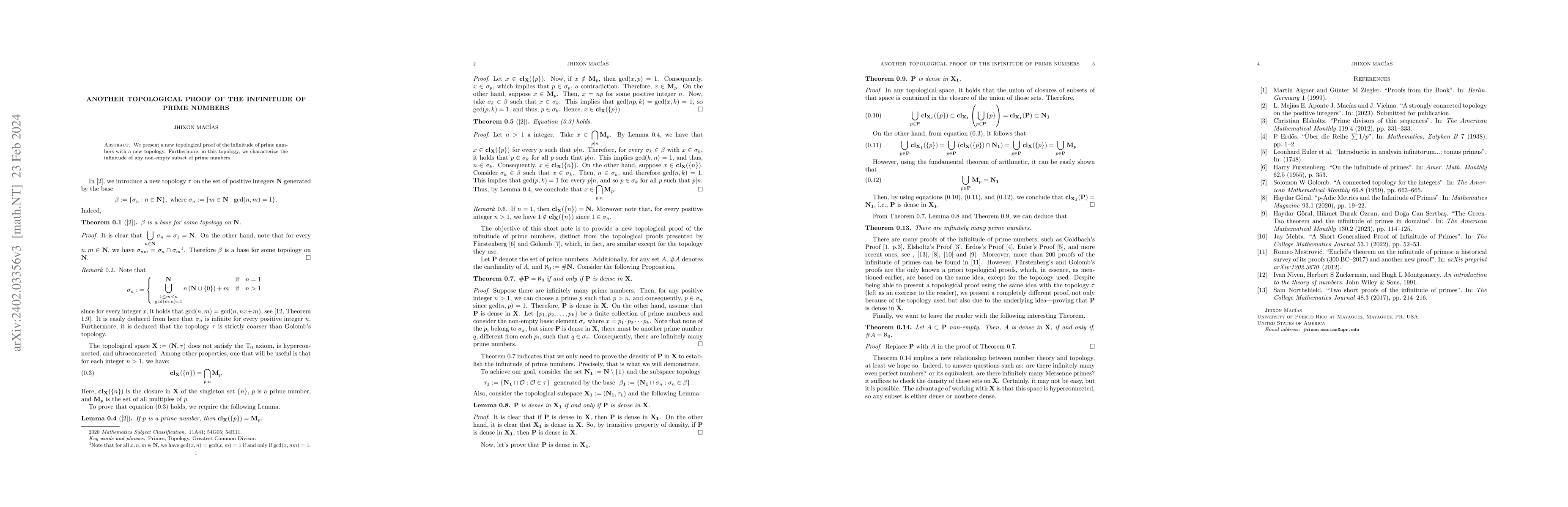 Thumbnail for Another Topological Proof of the Infinitude of Prime Numbers