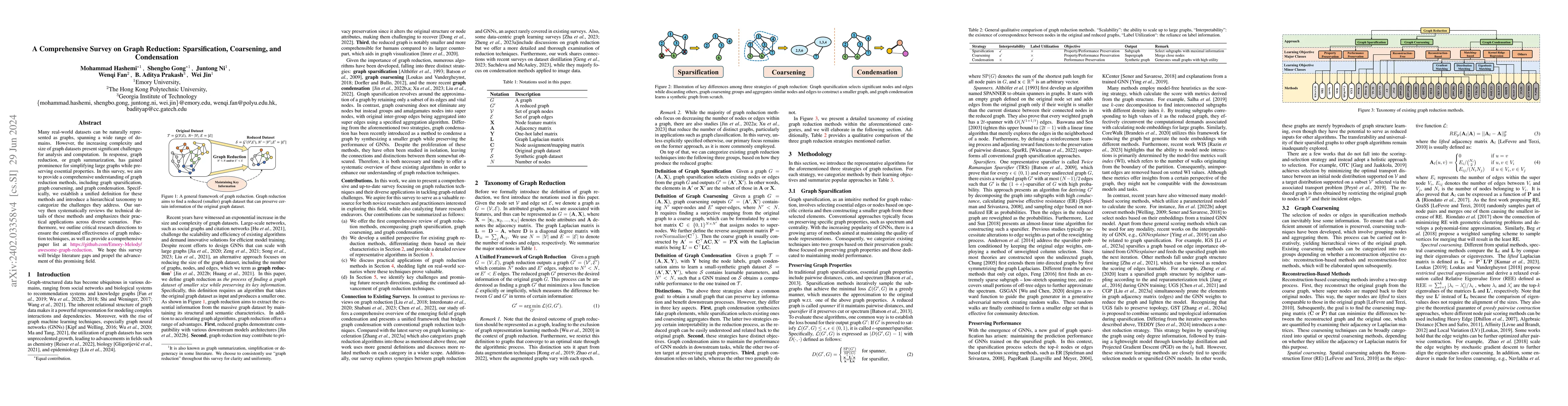 Thumbnail for A Comprehensive Survey on Graph Reduction: Sparsification, Coarsening,
  and Condensation