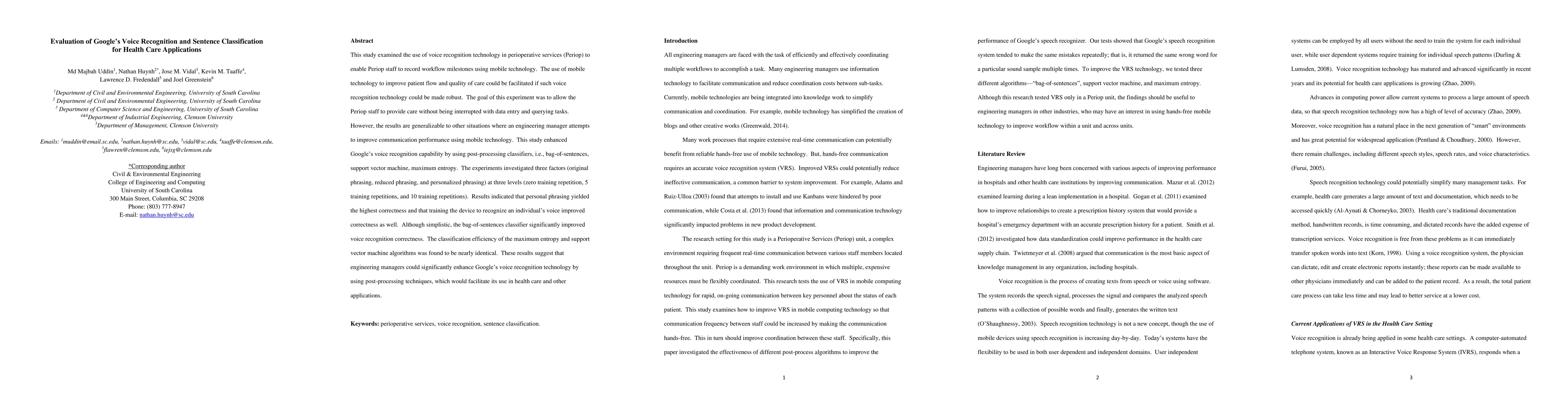 Thumbnail for Evaluation of Google's Voice Recognition and Sentence Classification for
  Health Care Applications