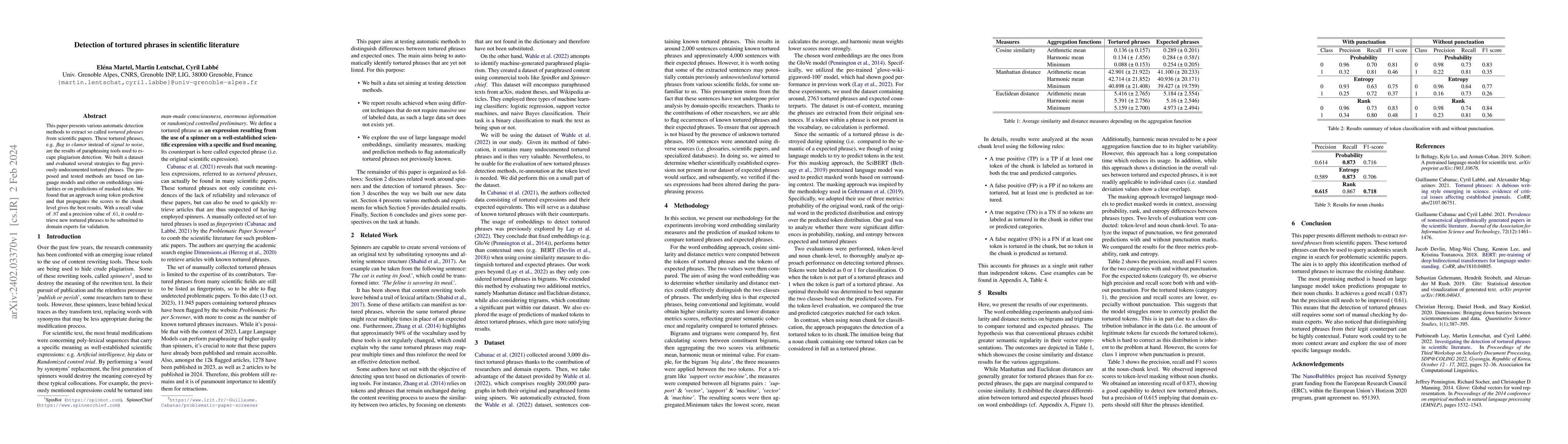 Thumbnail for Detection of tortured phrases in scientific literature
