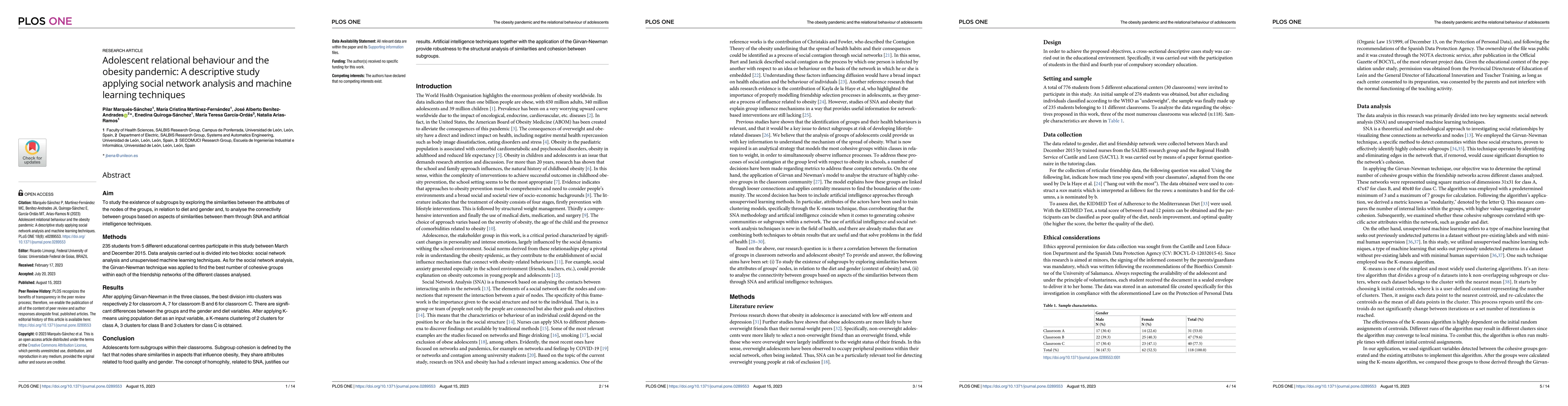 Thumbnail for Adolescent relational behaviour and the obesity pandemic: A descriptive
  study applying social network analysis and machine learning techniques