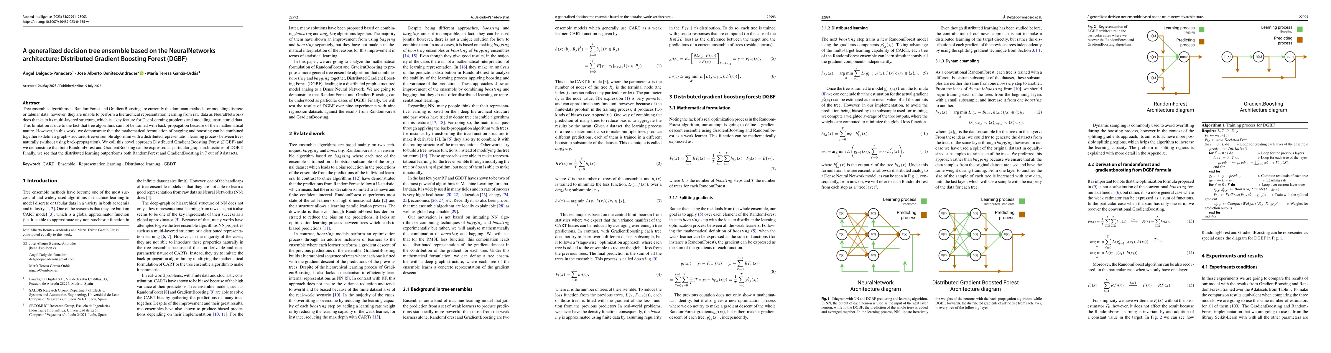 Thumbnail for A generalized decision tree ensemble based on the NeuralNetworks
  architecture: Distributed Gradient Boosting Forest (DGBF)