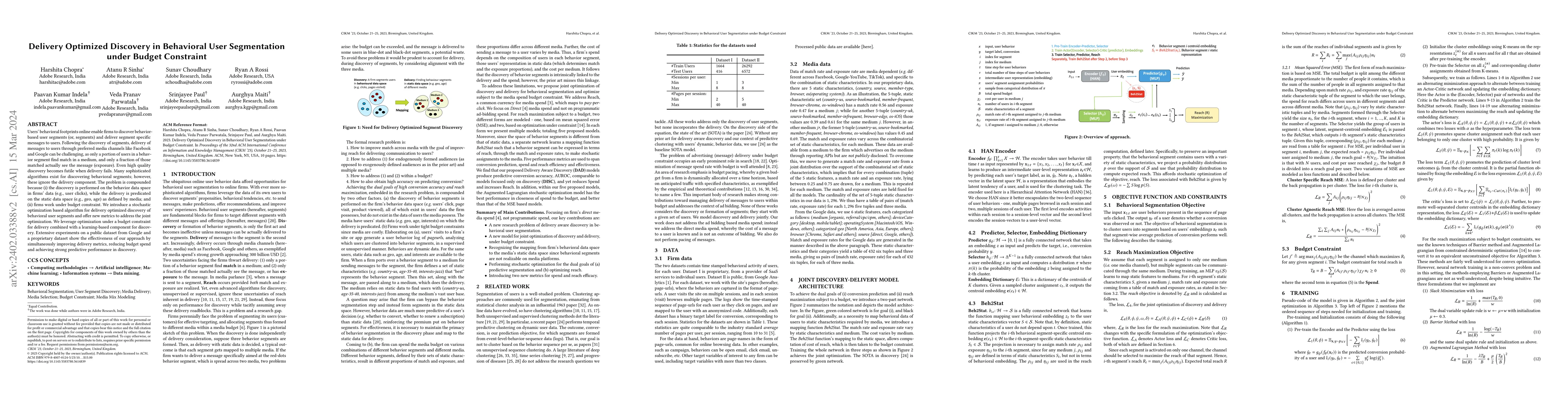 Thumbnail for Delivery Optimized Discovery in Behavioral User Segmentation under
  Budget Constraint
