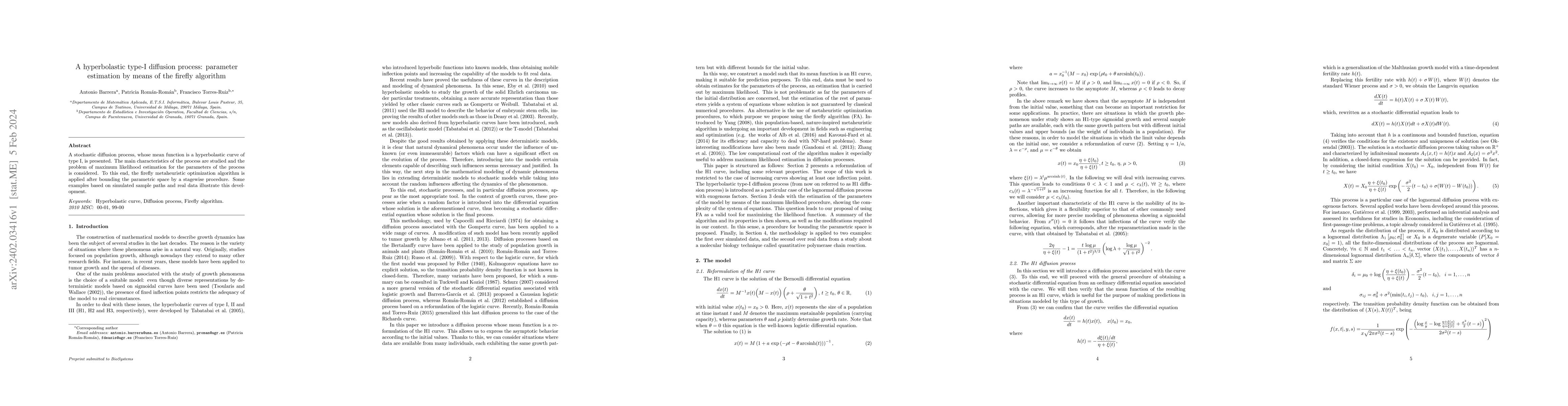 Thumbnail for A hyperbolastic type-I diffusion process: Parameter estimation bymeans
  of the firefly algorithm