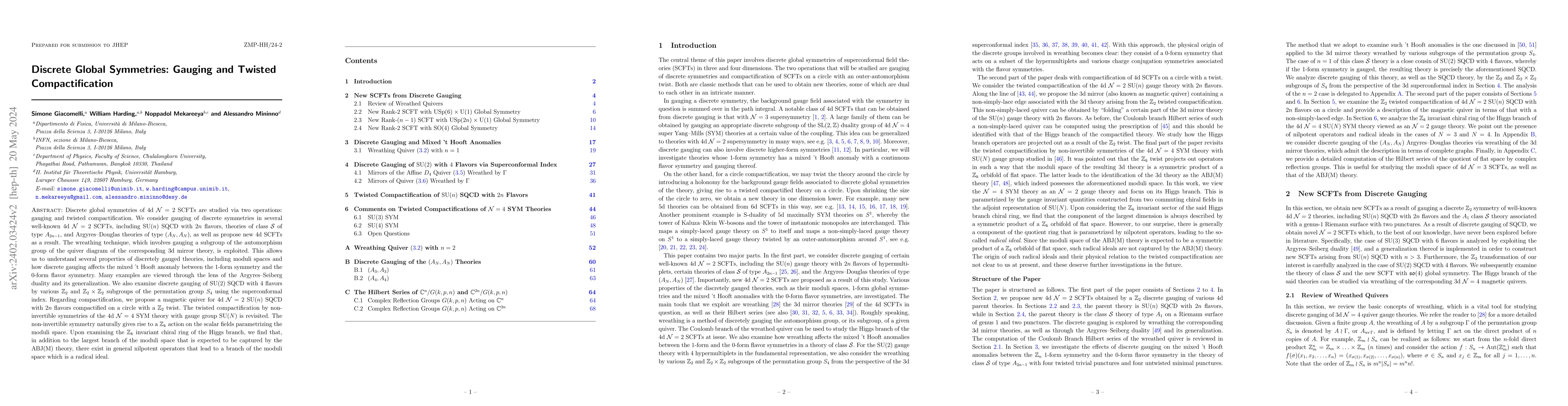 Thumbnail for Discrete Global Symmetries: Gauging and Twisted Compactification