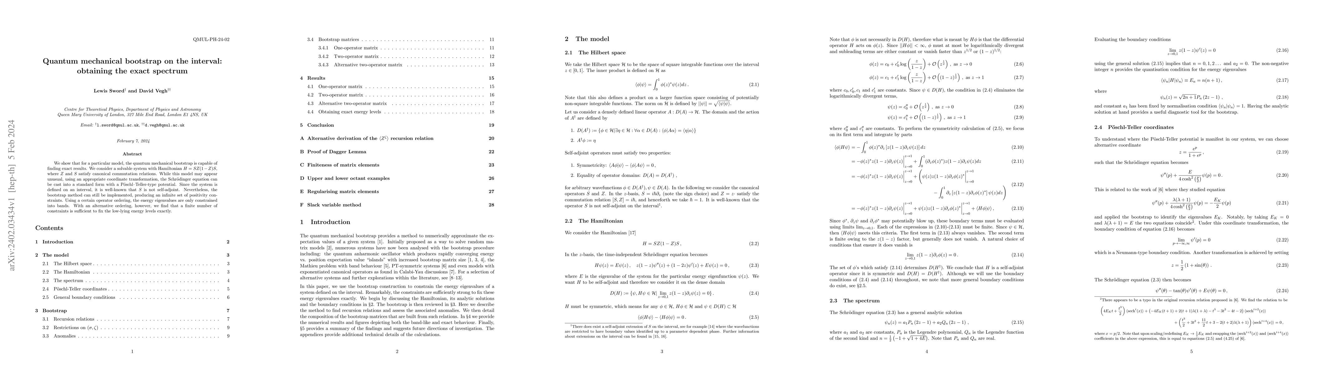 Thumbnail for Quantum mechanical bootstrap on the interval: obtaining the exact
  spectrum