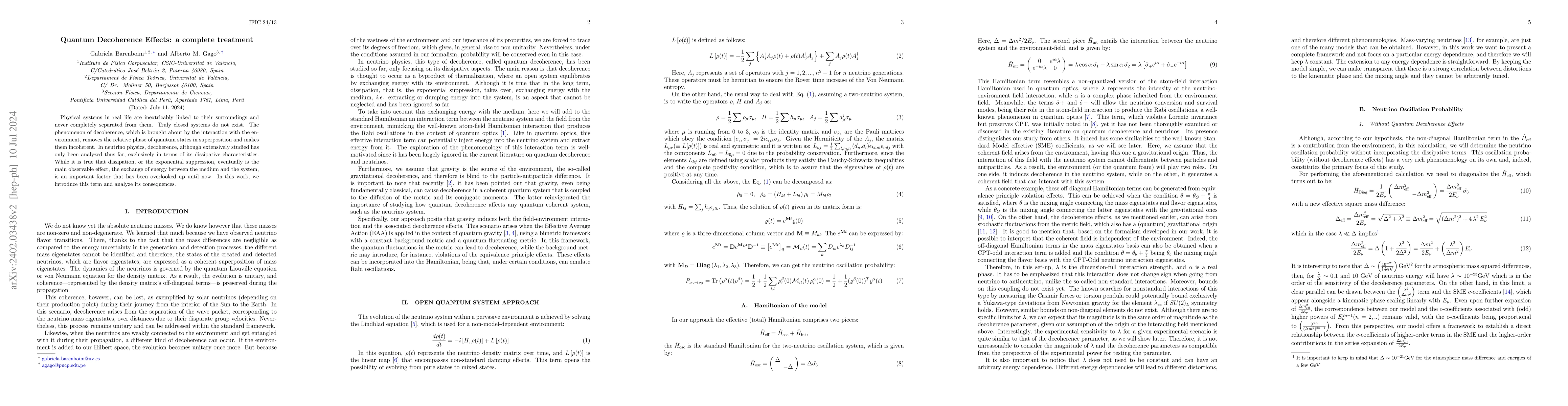 Thumbnail for Quantum Decoherence Effects: a complete treatment