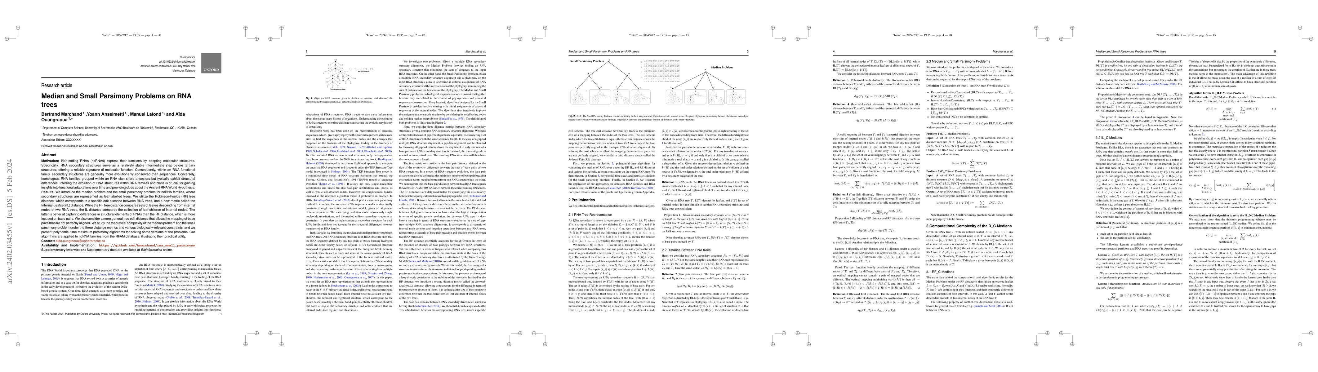 Thumbnail for Median and Small Parsimony Problems on RNA trees