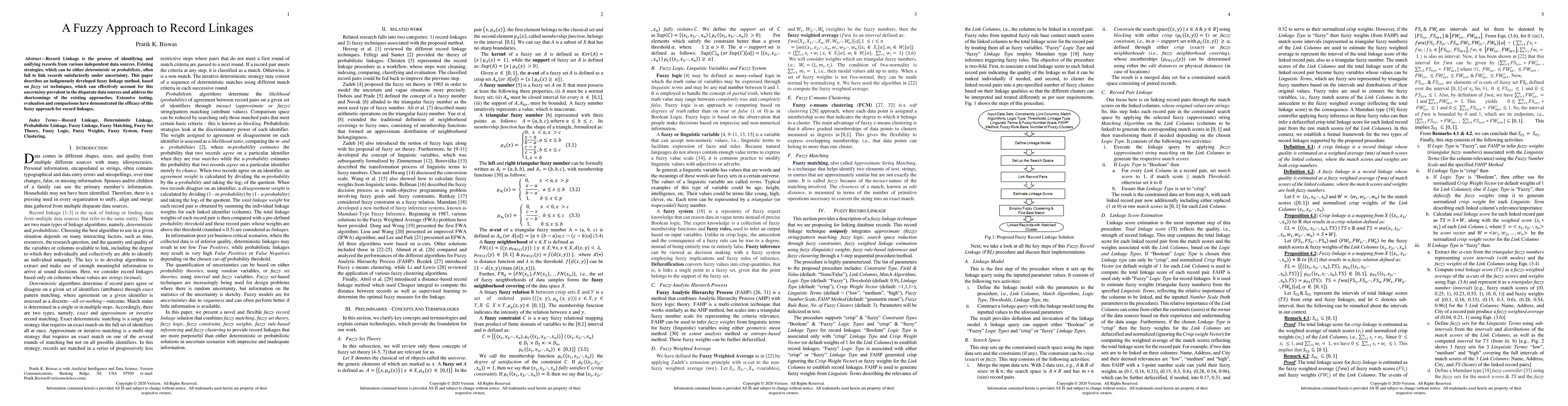 Thumbnail for A Fuzzy Approach to Record Linkages