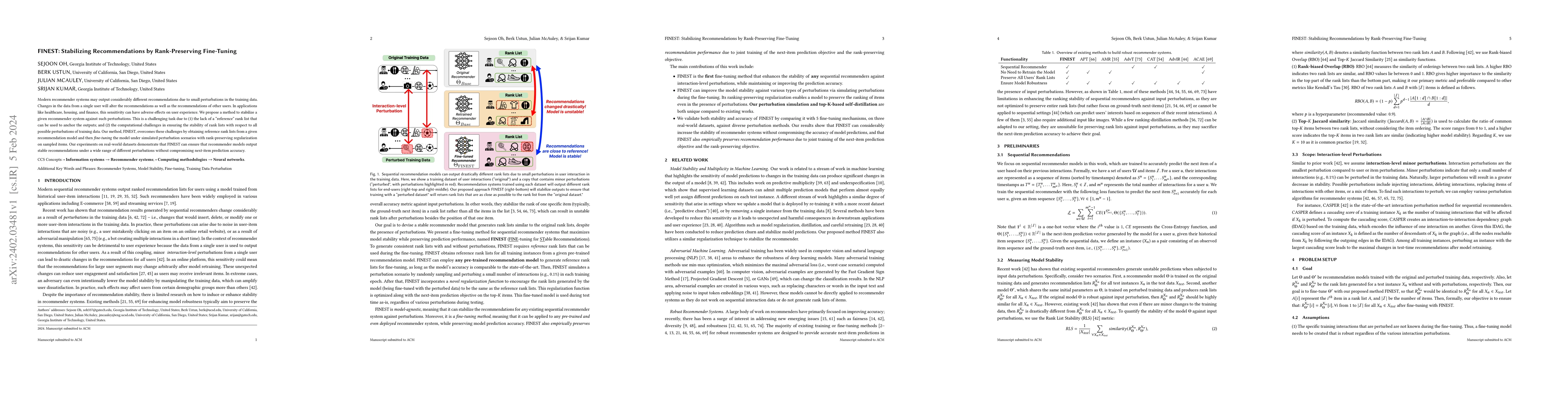 Thumbnail for FINEST: Stabilizing Recommendations by Rank-Preserving Fine-Tuning