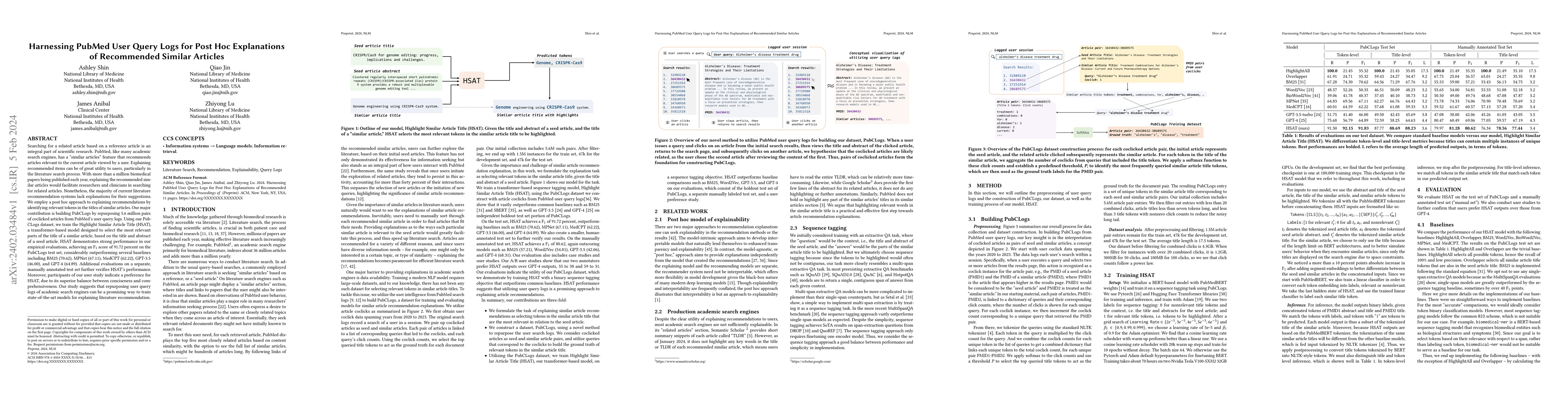 Thumbnail for Harnessing PubMed User Query Logs for Post Hoc Explanations of
  Recommended Similar Articles