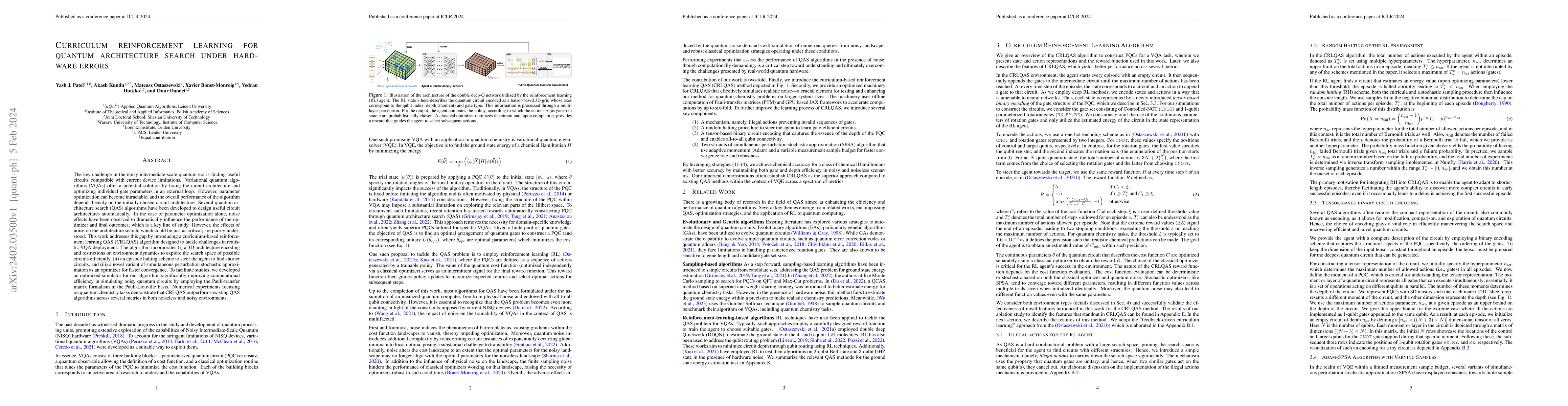 Thumbnail for Curriculum reinforcement learning for quantum architecture search under
  hardware errors