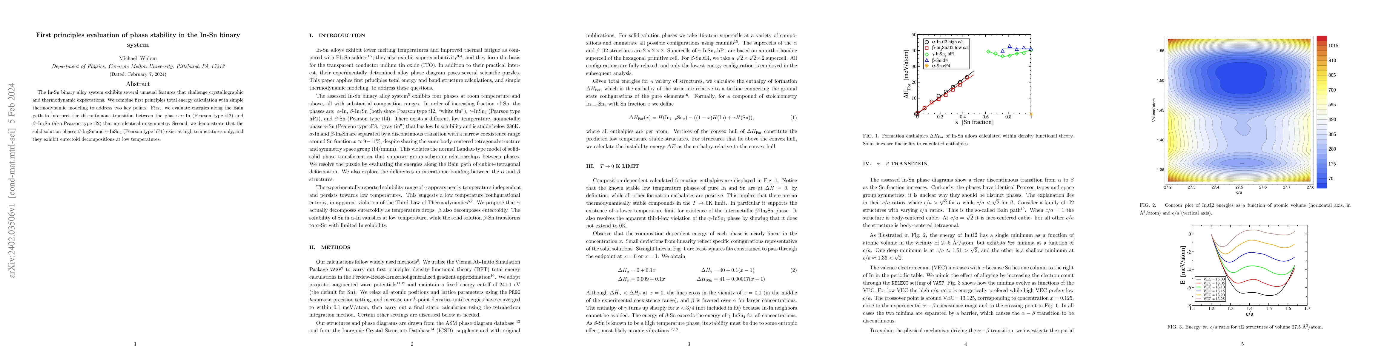 Thumbnail for First principles evaluation of phase stability in the In-Sn binary
  system
