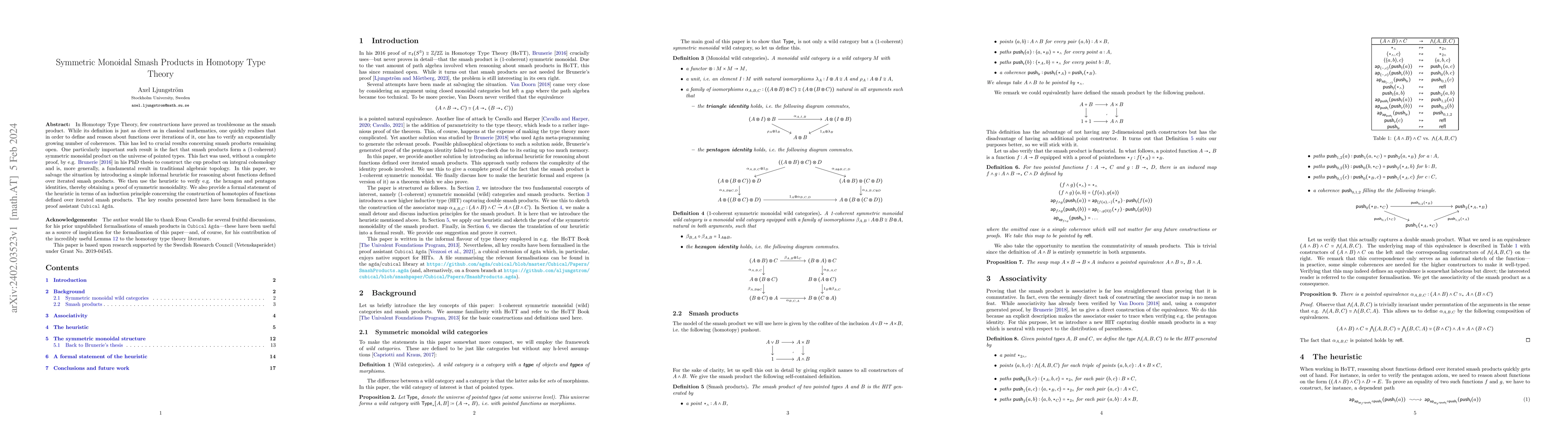 Thumbnail for Symmetric Monoidal Smash Products in Homotopy Type Theory