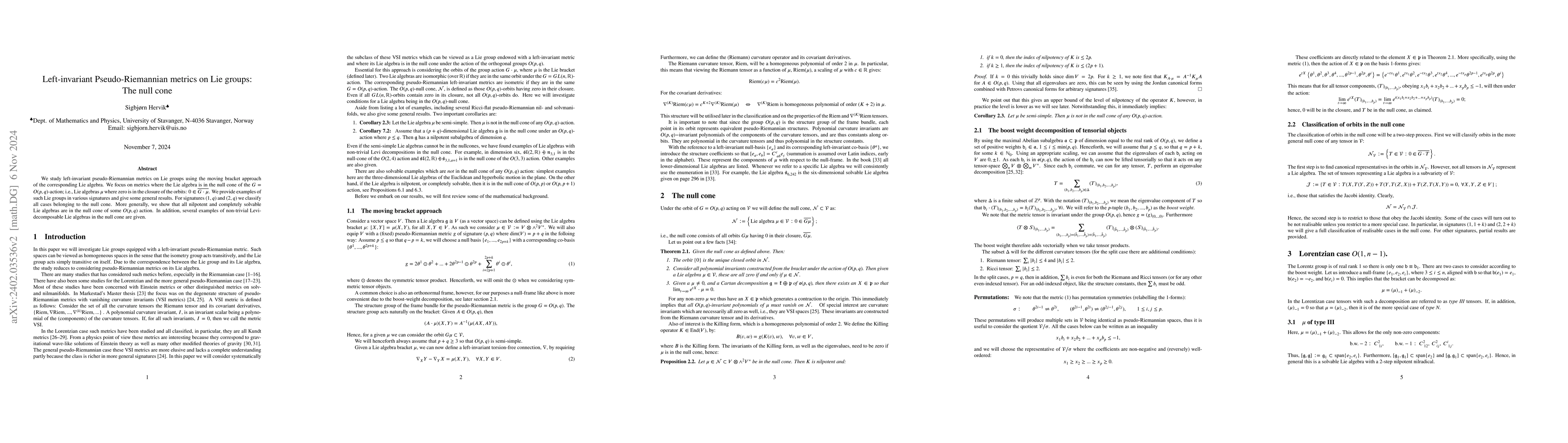 Thumbnail for Left-invariant Pseudo-Riemannian metrics on Lie groups: The null cone