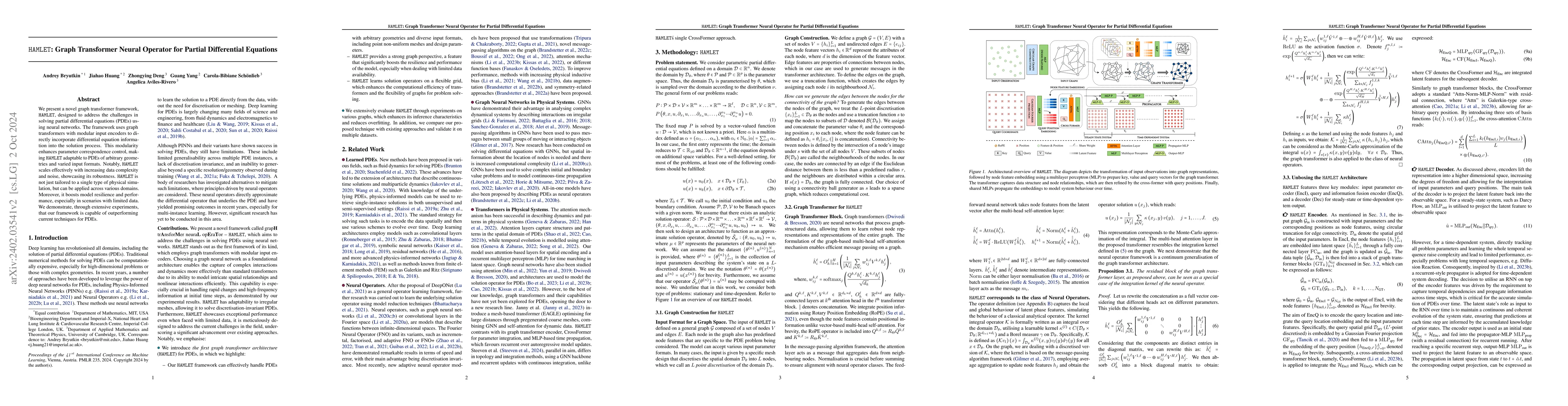 Thumbnail for HAMLET: Graph Transformer Neural Operator for Partial Differential
  Equations