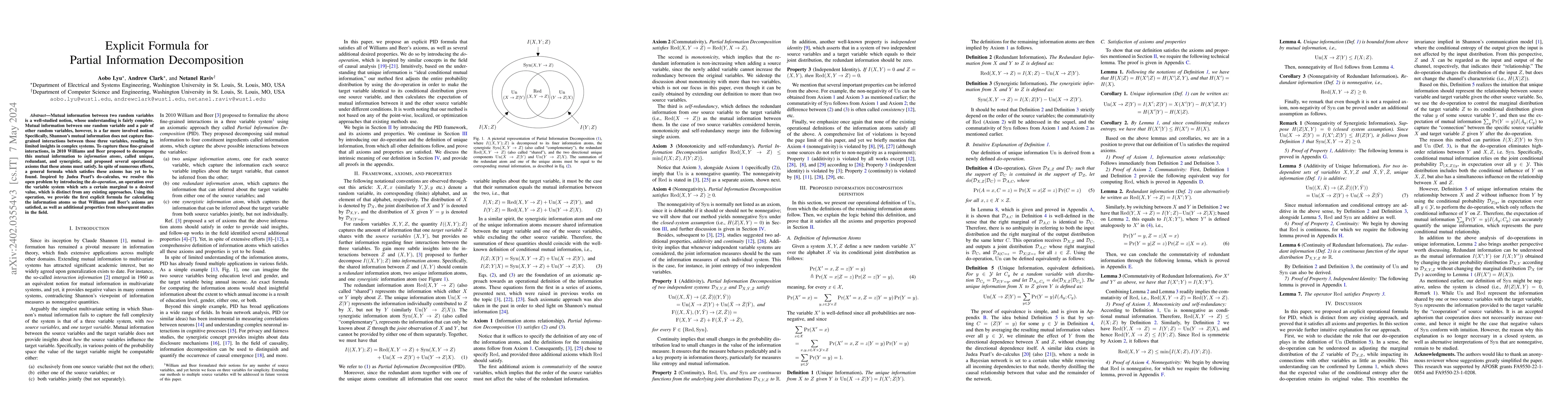 Thumbnail for Explicit Formula for Partial Information Decomposition
