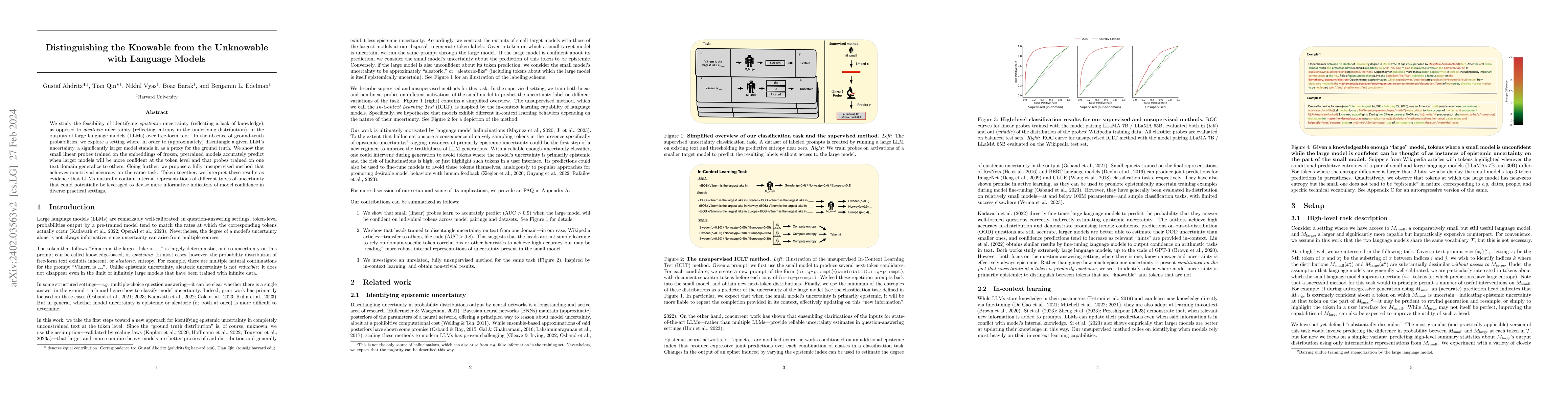 Thumbnail for Distinguishing the Knowable from the Unknowable with Language Models