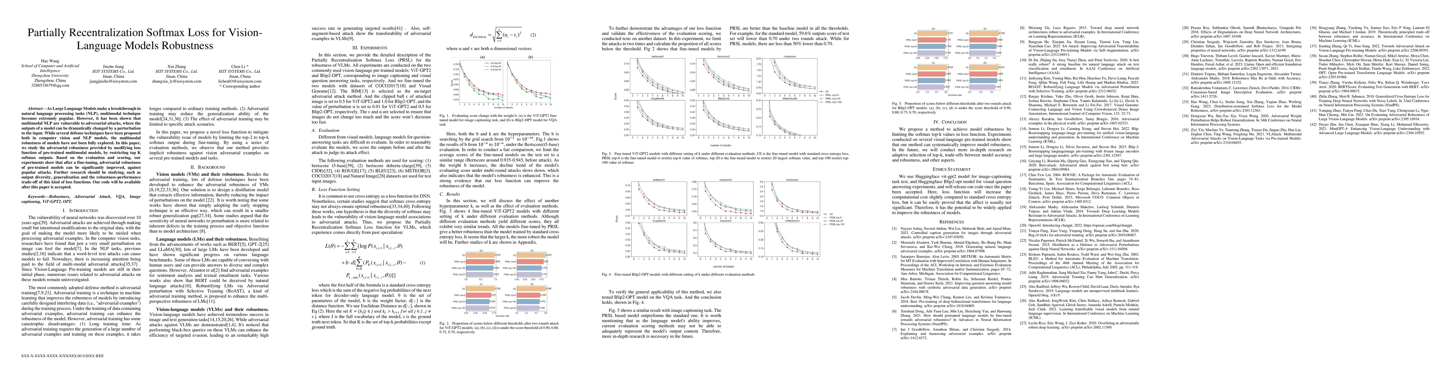 Thumbnail for Partially Recentralization Softmax Loss for Vision-Language Models
  Robustness