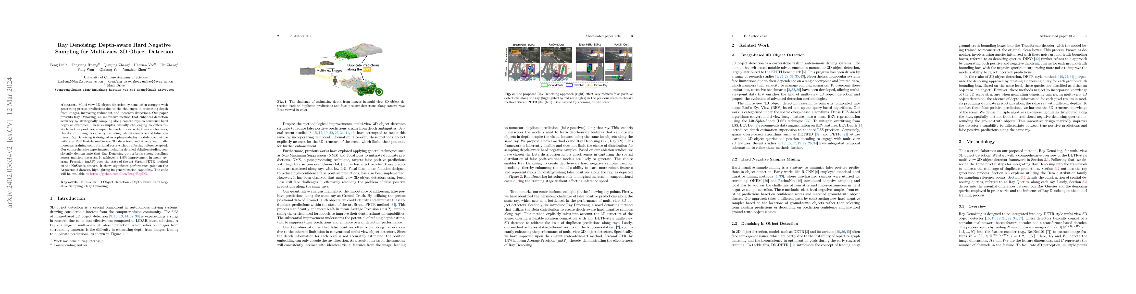 Thumbnail for Ray Denoising: Depth-aware Hard Negative Sampling for Multi-view 3D
  Object Detection