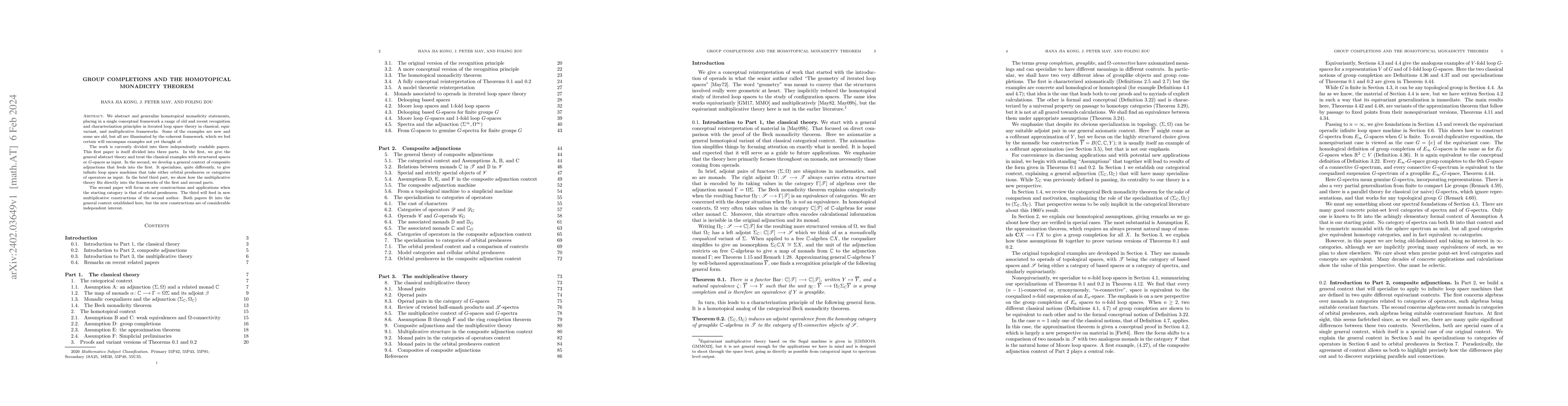 Thumbnail for Group completions and the homotopical monadicity theorem